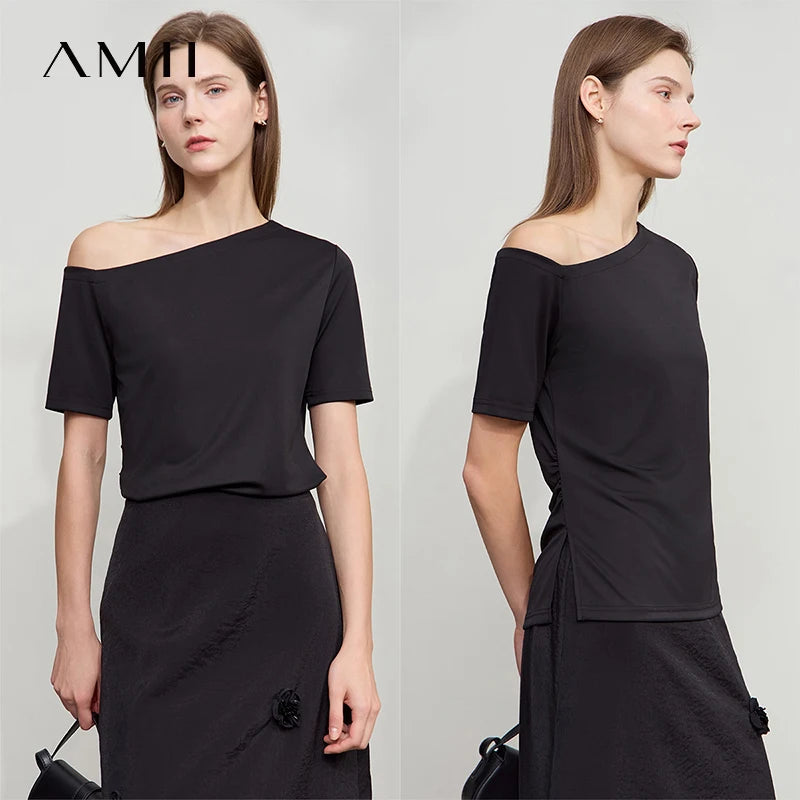 Damen T-Shirt im minimalistischen Stil mit klassischer Slim Fit Passform