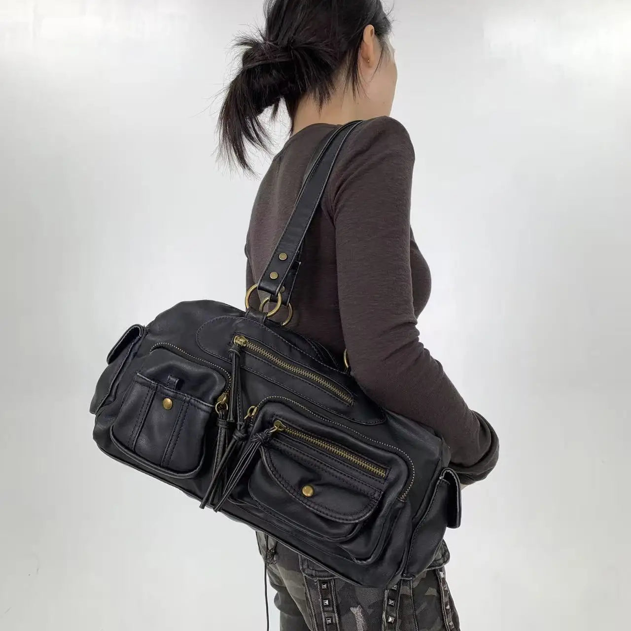 Damen-Umhängetasche Klassischer Stil Mit Quaste Und Viel Stauraum Für Alltag Und Freizeit