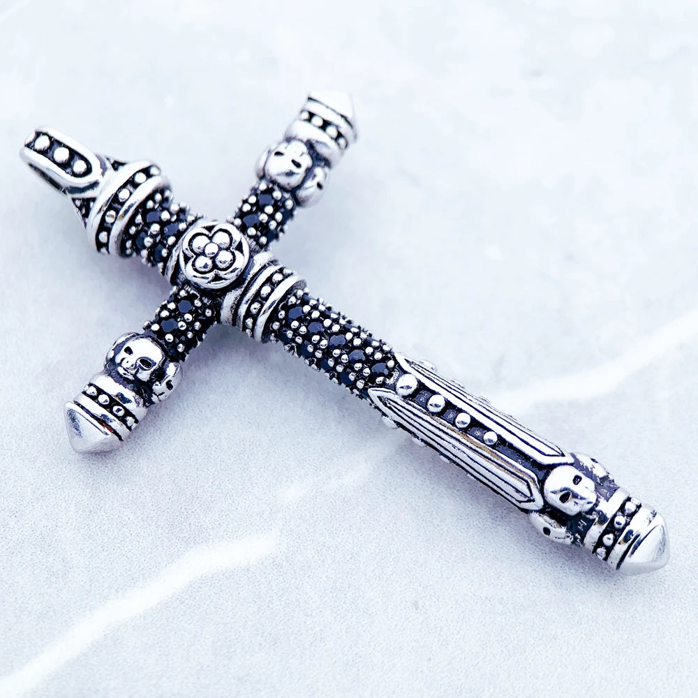 Damen-Charm-Anhänger Kreuz und Krone majestätisch aus Sterlingsilber