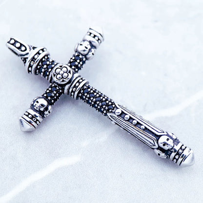 Damen-Charm-Anhänger Kreuz und Krone majestätisch aus Sterlingsilber