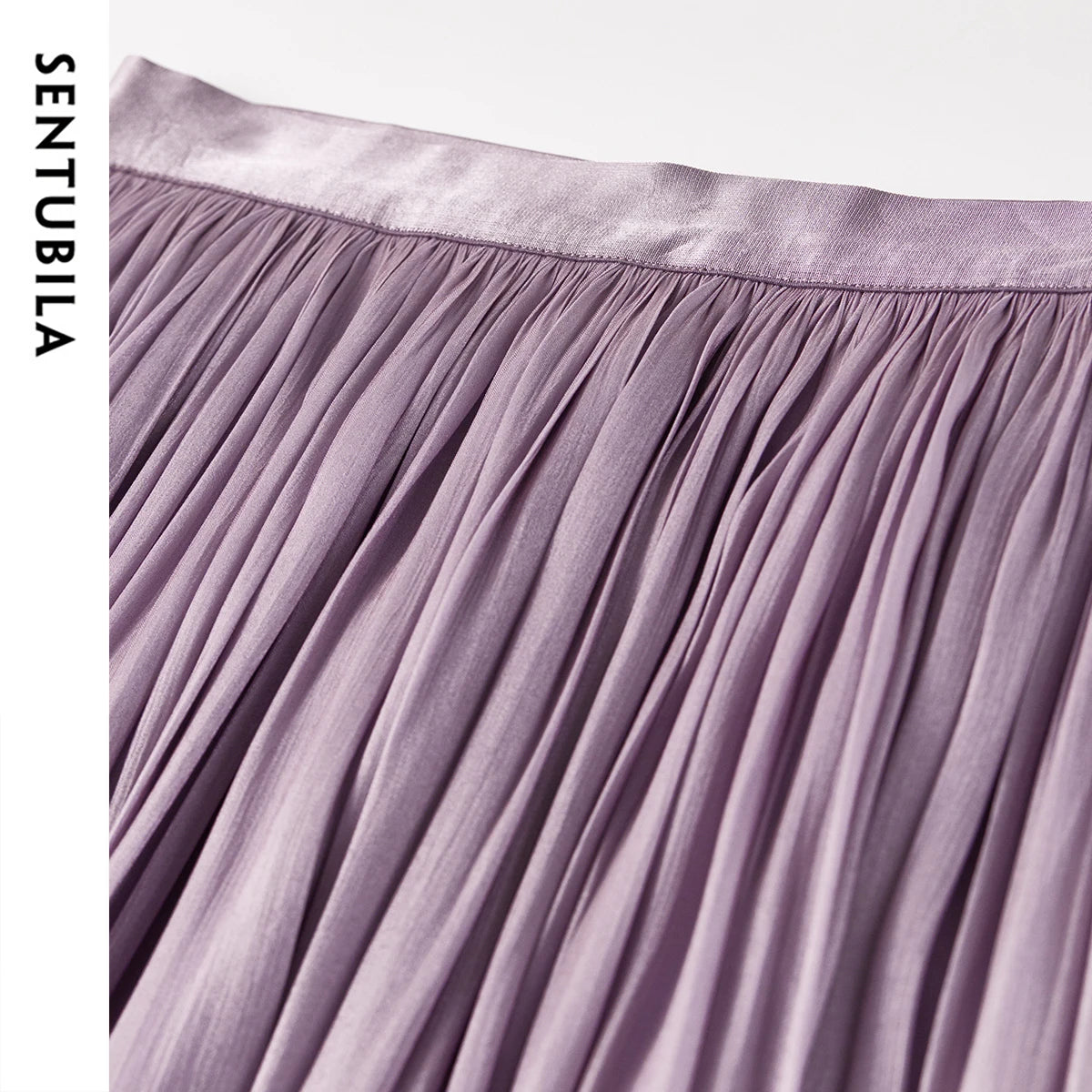 Damen Midi-Rock im Farbverlauf mit elastischem hohen Bund und Falten