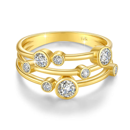 Damen-Verlobungsring aus 14K Gold mit Moissanit Elegantes Schmuckstück für Verlobung und Jubiläum