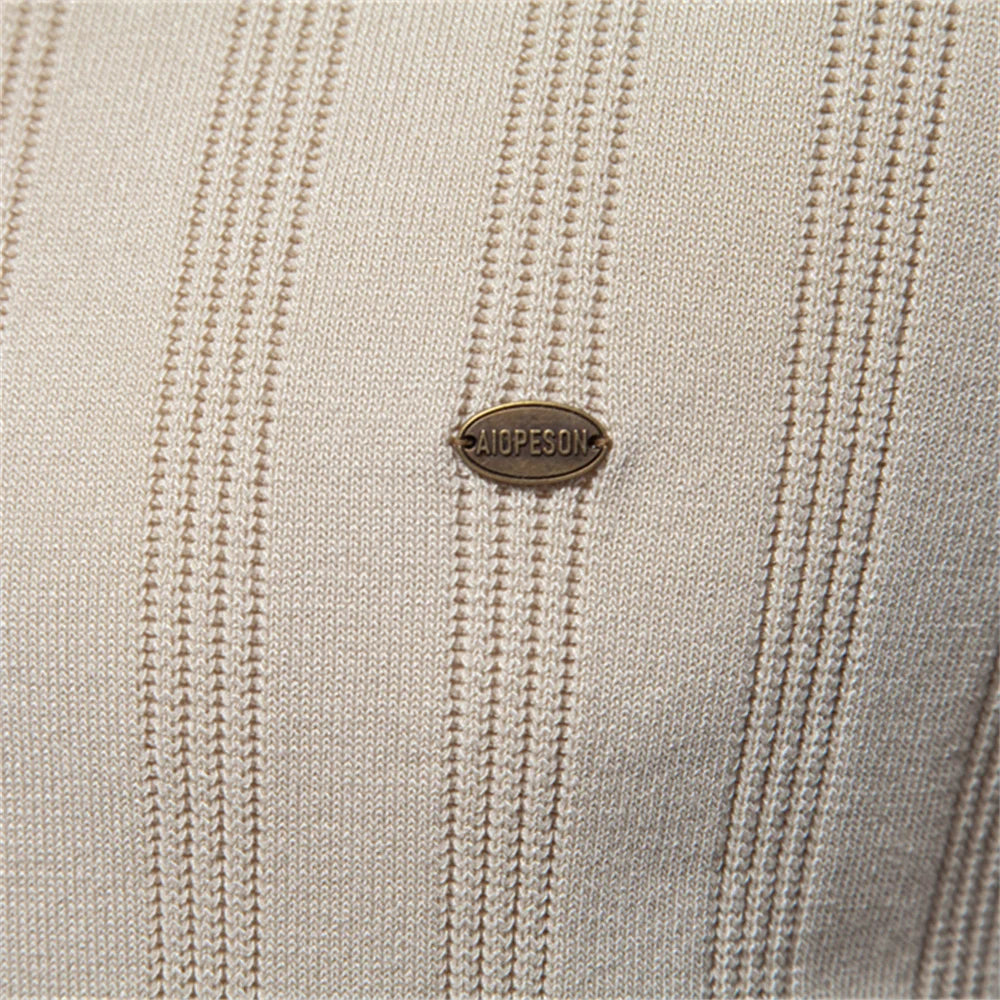 Premium Geripptes Herrenpoloshirt Leicht Atmungsaktiv