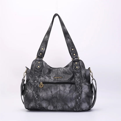 Damen-Schultertasche Aus PU-Leder Mit Reißverschluss Und Innenfächern Großes Stauraumvolumen