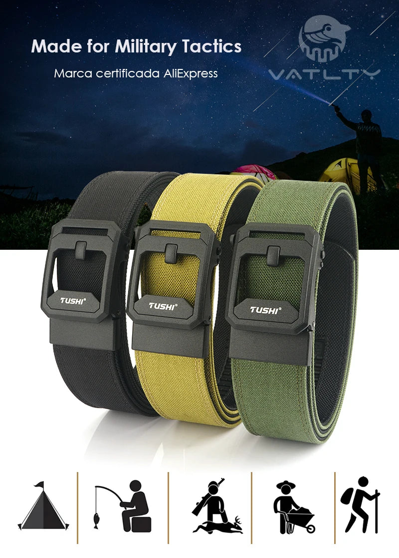 Unisex-Taktischer Gürtel aus 1100D Nylon Breite 4,3 cm mit Metall-Automatik-Schnalle für Militär IPSC Jagd