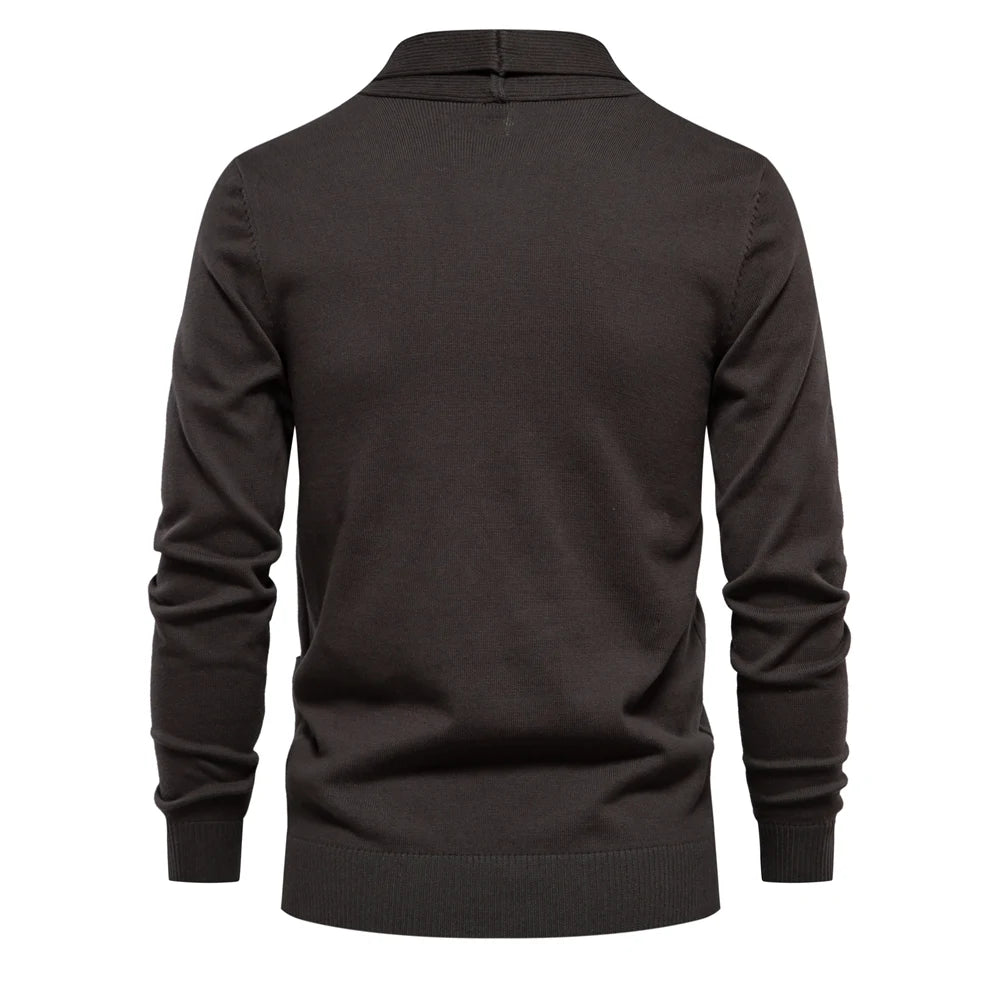 Baumwolle Strickjacke für Männer Qualität Herren Pullover Mode Turn Down Kragen Strick pullover für Männer