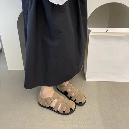 AIYUQI Damensandalen 2025, neue gewebte hohle römische Sandalen für Frauen, Sommer, große Schweinekäfig-weibliche Schuhe