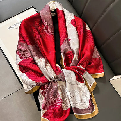 Damen Satin Seidenschal Hijab Sommer Sonnenschutz Strand Kopftuch Foulard