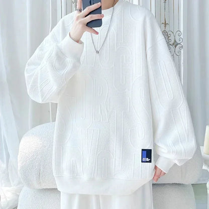 Herren Sweatshirt im Buchstaben-Jacquard mit Rundhalsausschnitt für lässige Frühlingstage