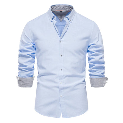 Herren Oxford Hemd aus Baumwolle mit langen Ärmeln für Casual-Look