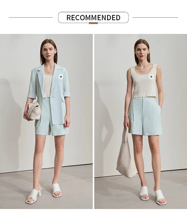 Damen Blazer Shorts aus leichtem Material für den Sommer 2025 mit Taschen