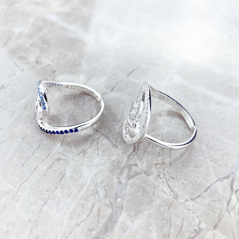 Damen-Ring Welle romantisch massiv Sommer aus Sterlingsilber