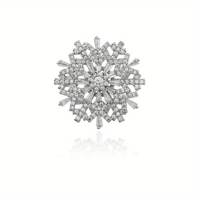 Brosche Schneeflocke Weihnachten Kristall Strass Schalschnalle Unisex
