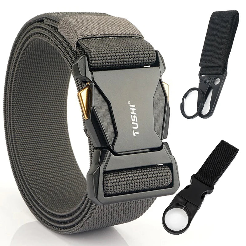 Unisex-Taktischer Gürtel Elastisch mit Schnellverschluss Metall-Schnalle für Alltag und Freizeit