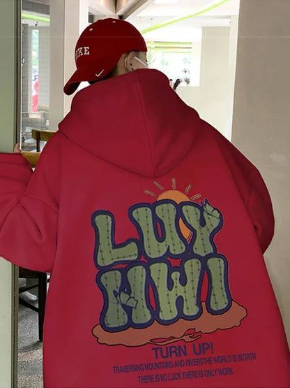 2025 neue Brief Grafik Hoodies männer Elegante Vintage Baumwolle Fleece Mit Kapuze Sweatshirts Herbst Frauen Y2K Streetwear Hoody Kleidung