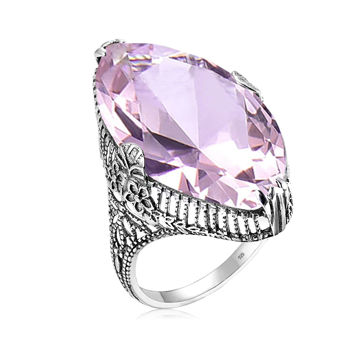 Damen-Ring aus Silber 925 mit Olivgrünem Peridotstein in Filigraner Silberfassung Luxus Schmuckstück