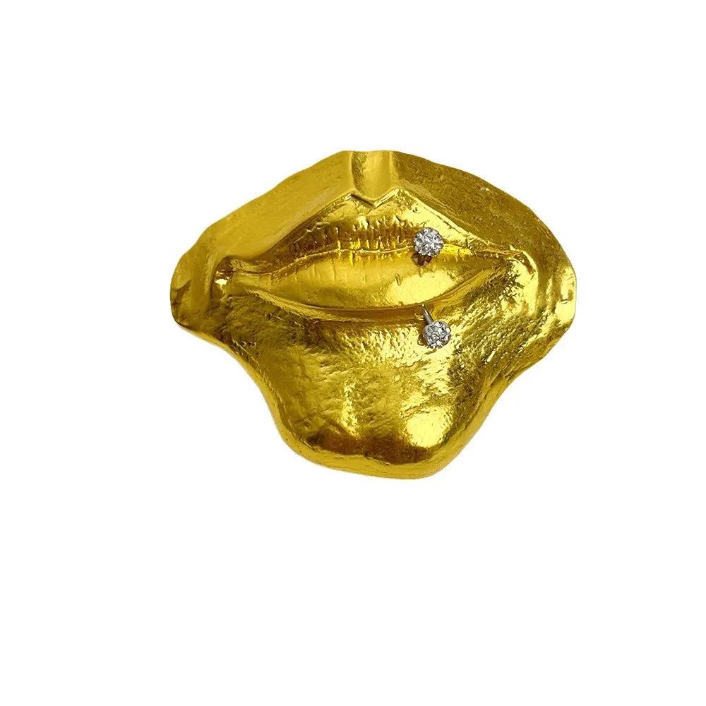 Brosche Maske Lippen Nase Abstrakt Metall Vintage Party Unisex