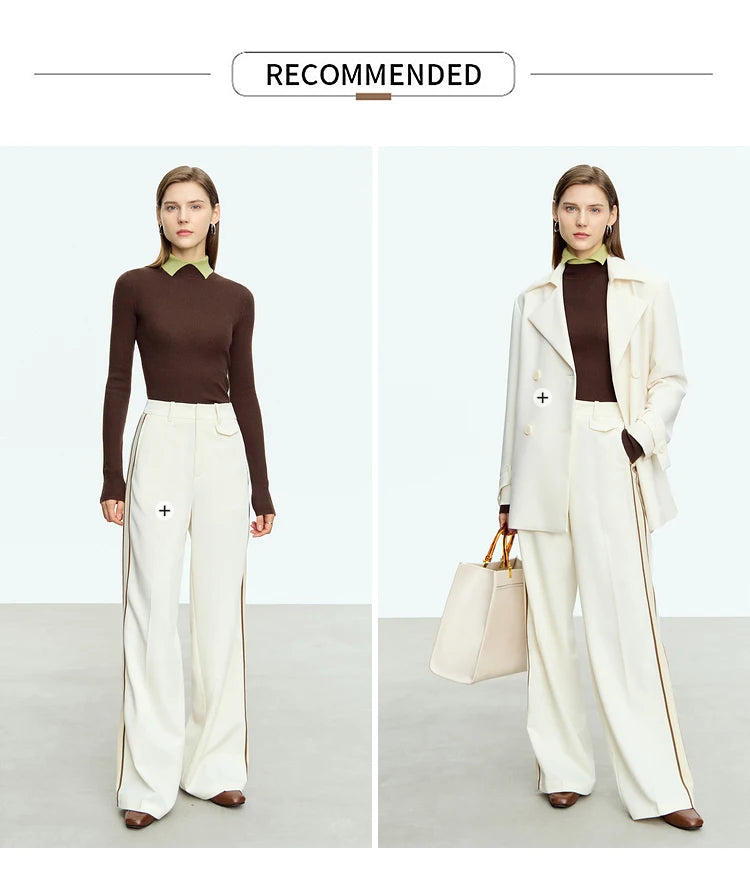 Empfohlene Looks: brauner und cremefarbener Strickpullover mit Umlegekragen