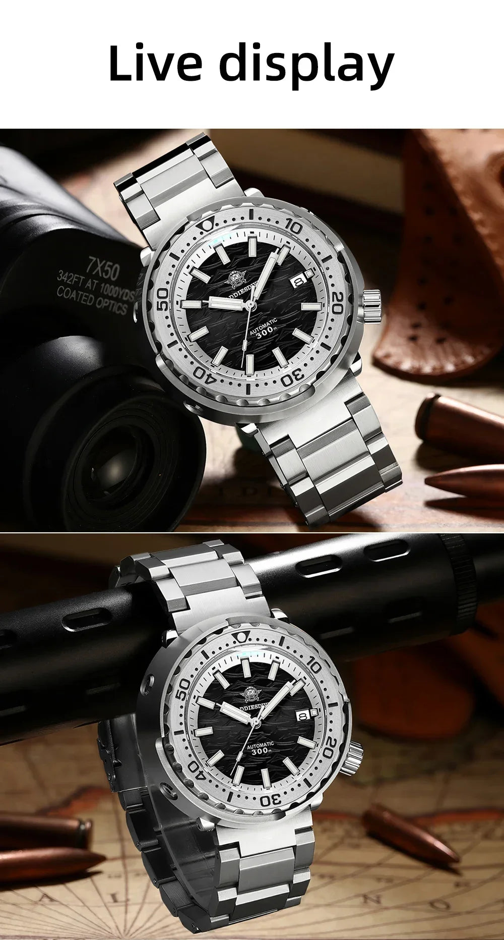 Herren-Taucheruhr mit 300 m Wasserdichtigkeit und NH35A-Automatikwerk