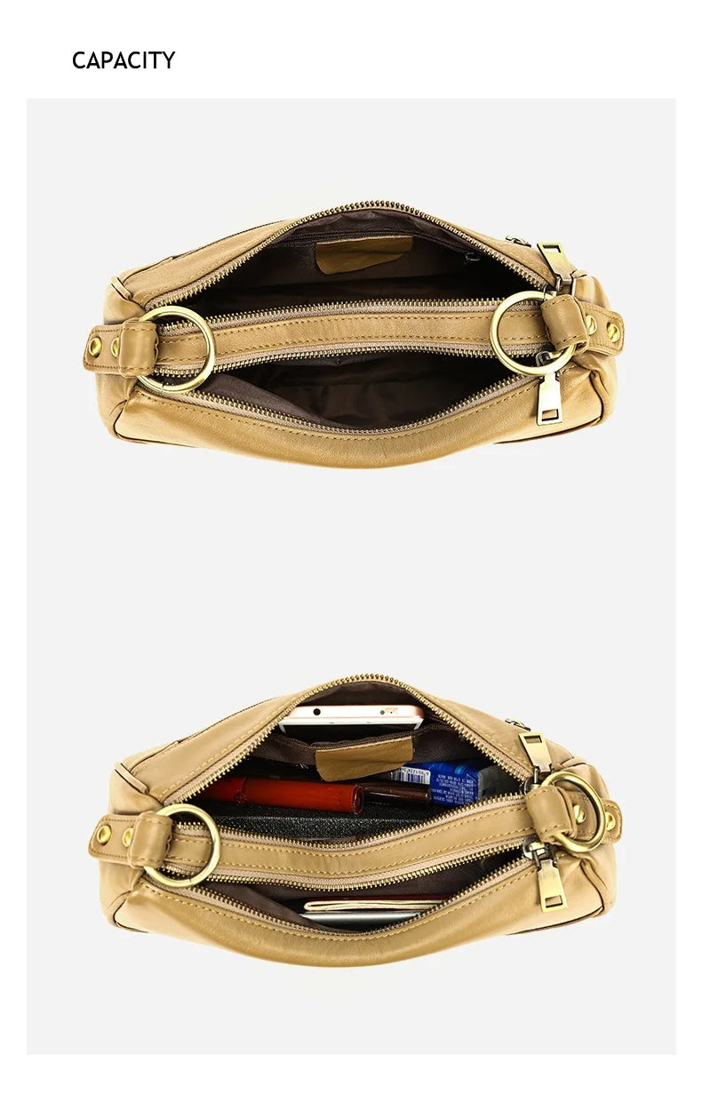 Damen-Schultertasche aus echtem Leder mit großem Fassungsvermögen und viel Stauraum