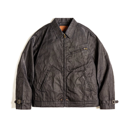 Herren Jacke Vintage IV Oil Waxed Canvas Revers Reißverschluss Taschen