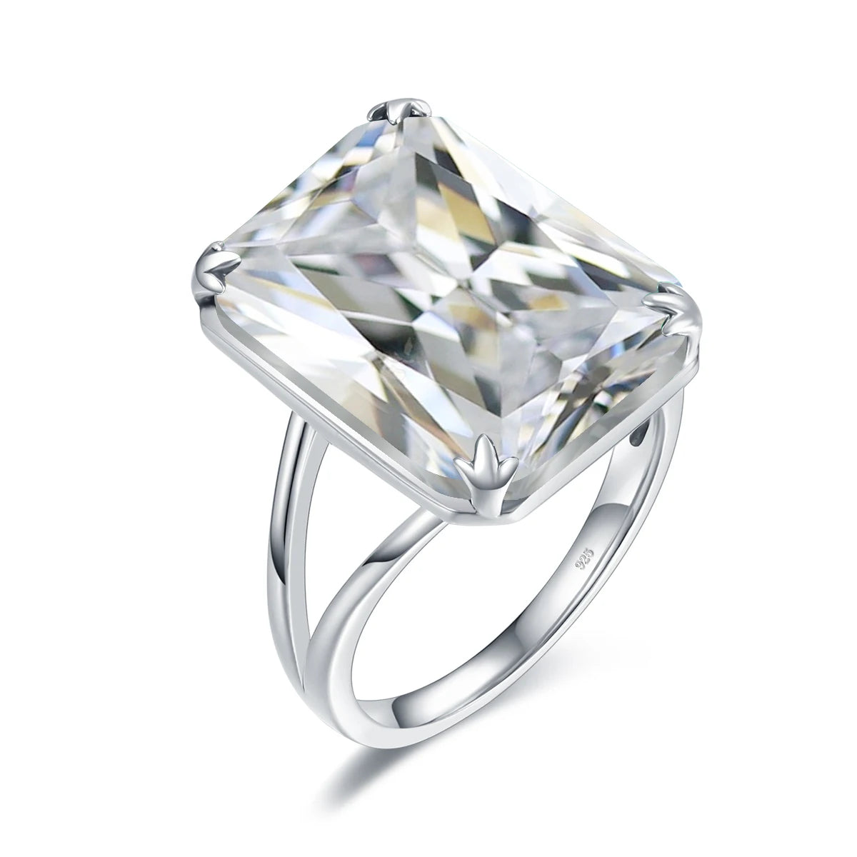 Damen-Amethyst-Ring aus 925er Sterlingsilber mit rechteckigem Stein 13x18 mm Feines Schmuckstück