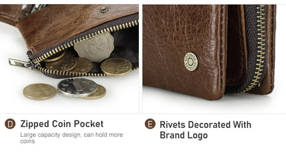 Herren Echtleder Geldbörse Bifold Vintage RFID Kartenhalter Münzfach Luxus Reise
