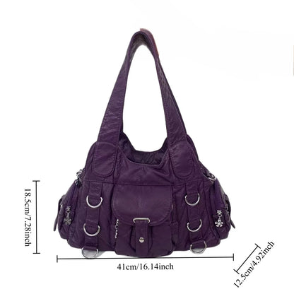 Damen-Umhängetasche Mit Mehrfachfächern Kleine Kunstleder-Satchel für Alltag und Freizeit