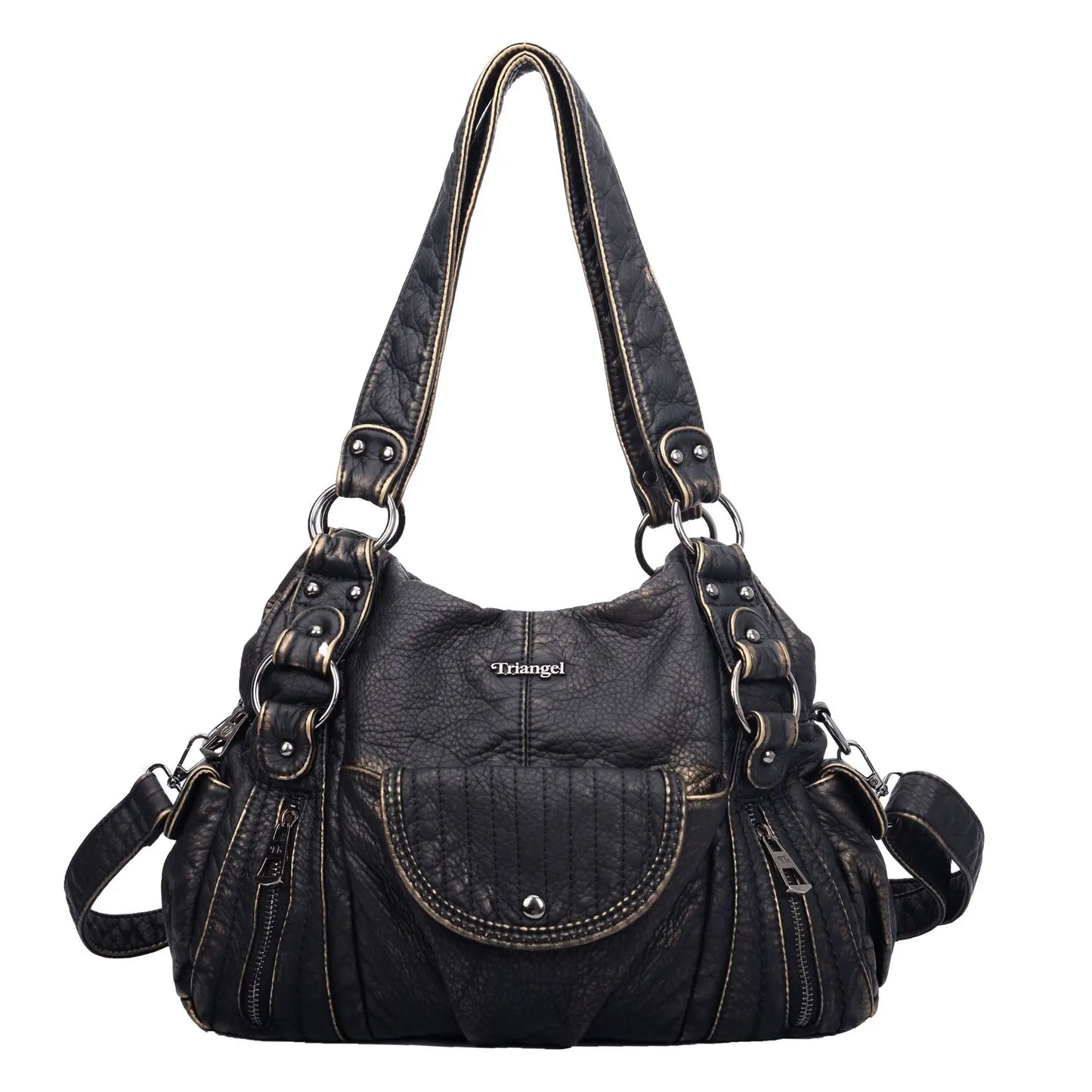 Damen-Hobo-Tasche aus Vintage-Leder mit verstellbarem Tragegurt und Mehrfachtaschen