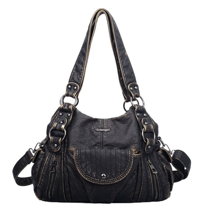 Damen-Hobo-Tasche aus Vintage-Leder mit verstellbarem Tragegurt und Mehrfachtaschen
