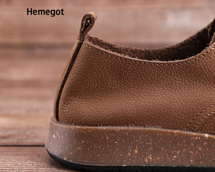 Non-Slip Lace Up Single Shoe Thick-Soled Men's Shoes Retro Shoes Men's Shoes Wear-Resistant Solid Color Handmade Men's Shoes