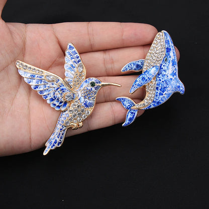 Brosche Emaille Porzellan Drache Schmetterling Frosch Krabbe Tier Reversnadel