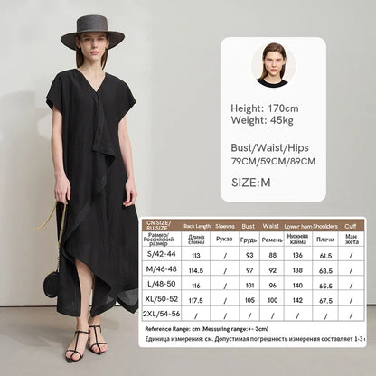 Elegantes Damen Chiffon Kleid Mit V-Ausschnitt Für Büro Und Freizeit