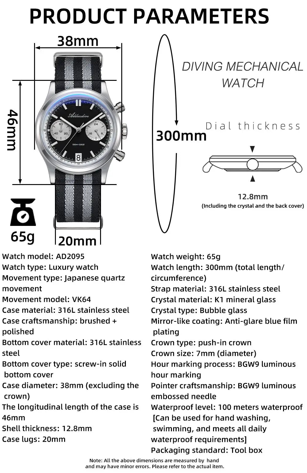 Herren-Chronograph mit Nylonarmband und Bubble-Mirror-Glas