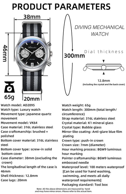 Herren-Chronograph mit Nylonarmband und Bubble-Mirror-Glas