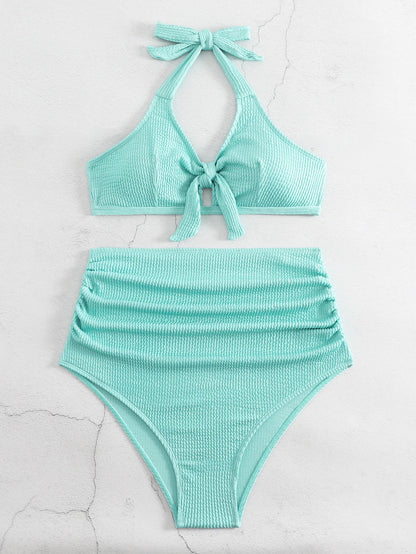 Schwarzer Sexy Tanga-Bikini für Damen in Unifarbe – Brasilianisches Badeanzug-Set für Strand und Pool