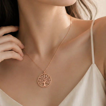 Damen-Charm-Anhänger Baum Roségold romantisch aus Sterlingsilber