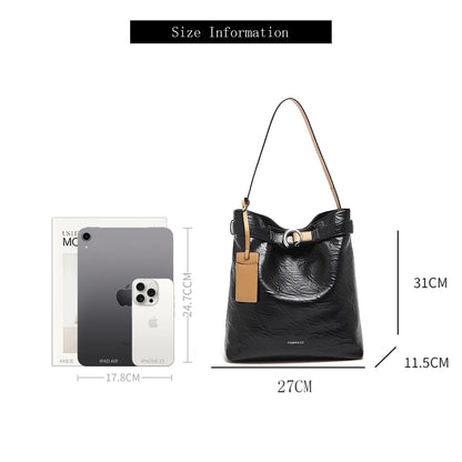 Damen Schultertasche Vintage Split-Leder mit großer Kapazität