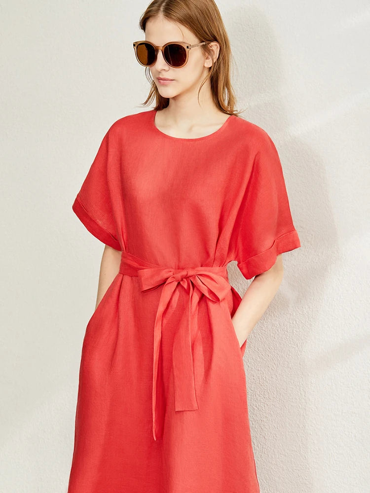 Elegantes Damenkleid Aus Leinen Komfortabel Stylisch Büromode