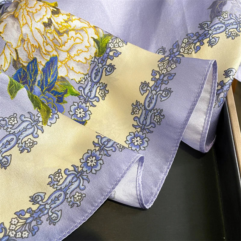 Damen Seidenschal quadratisch Luxus Haarband Halstuch Krawatte Handgelenk Bandana F