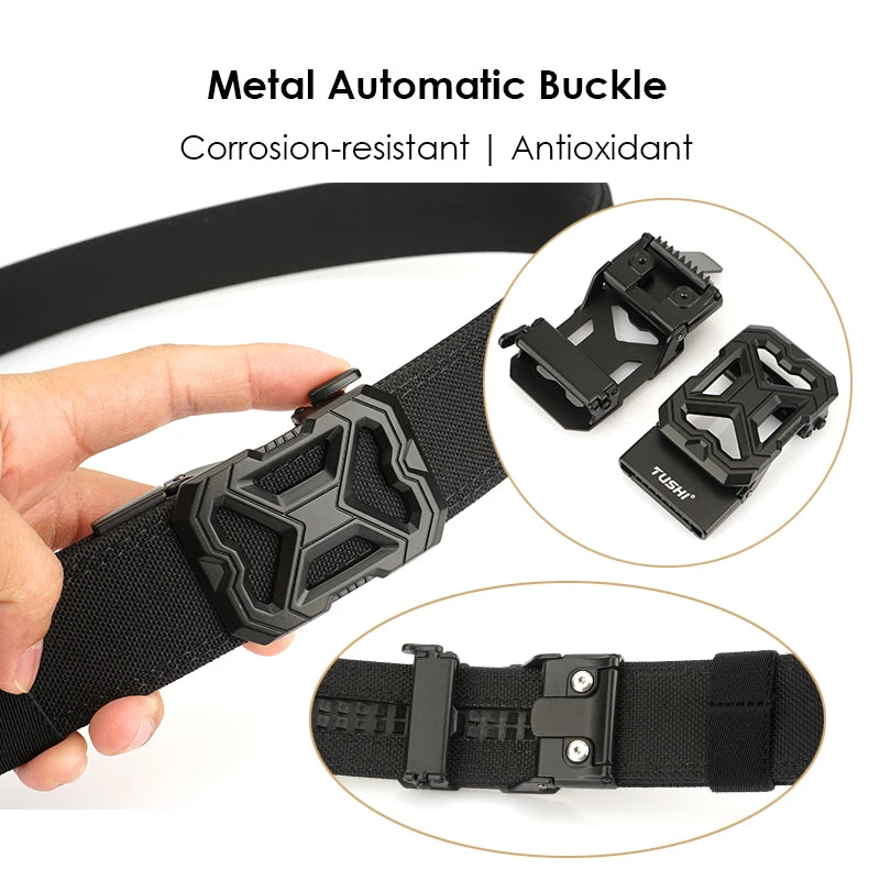 VATLY Tactical Gürtel Einheitsgröße Nylon Automatik-Schnalle Rigid
