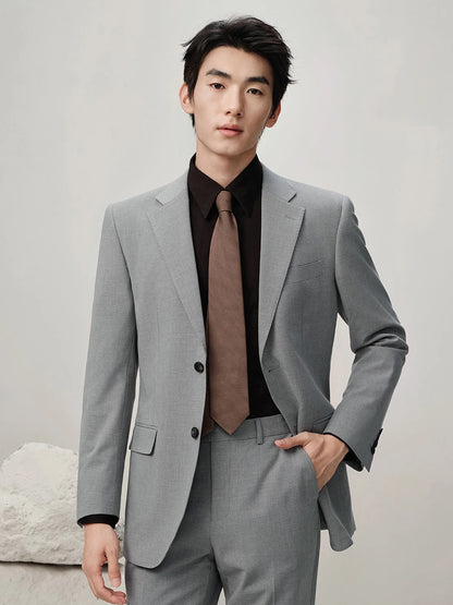 Herren-Anzugset mit Blazer und Hose in tiefem Blau und Khaki – modischer Seersucker für Frühling und Sommer, ideal für Hochzeiten und Büro.