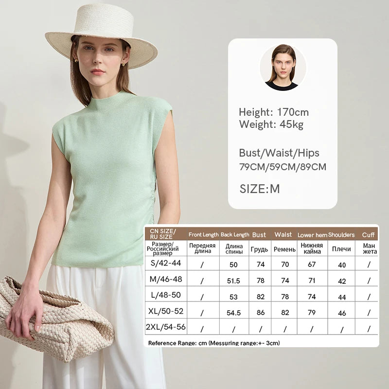 Damen-Halbrollkragen-Pullover Slim Kordelzug Wolle-Mix Sommer