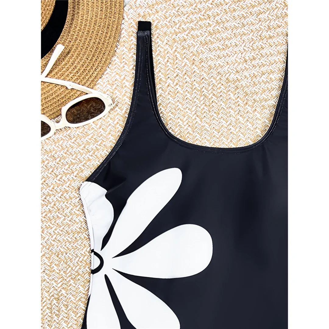 Damen Badeanzug Blumen hoher Beinausschnitt Einteiler Monokini gepolstert 2026