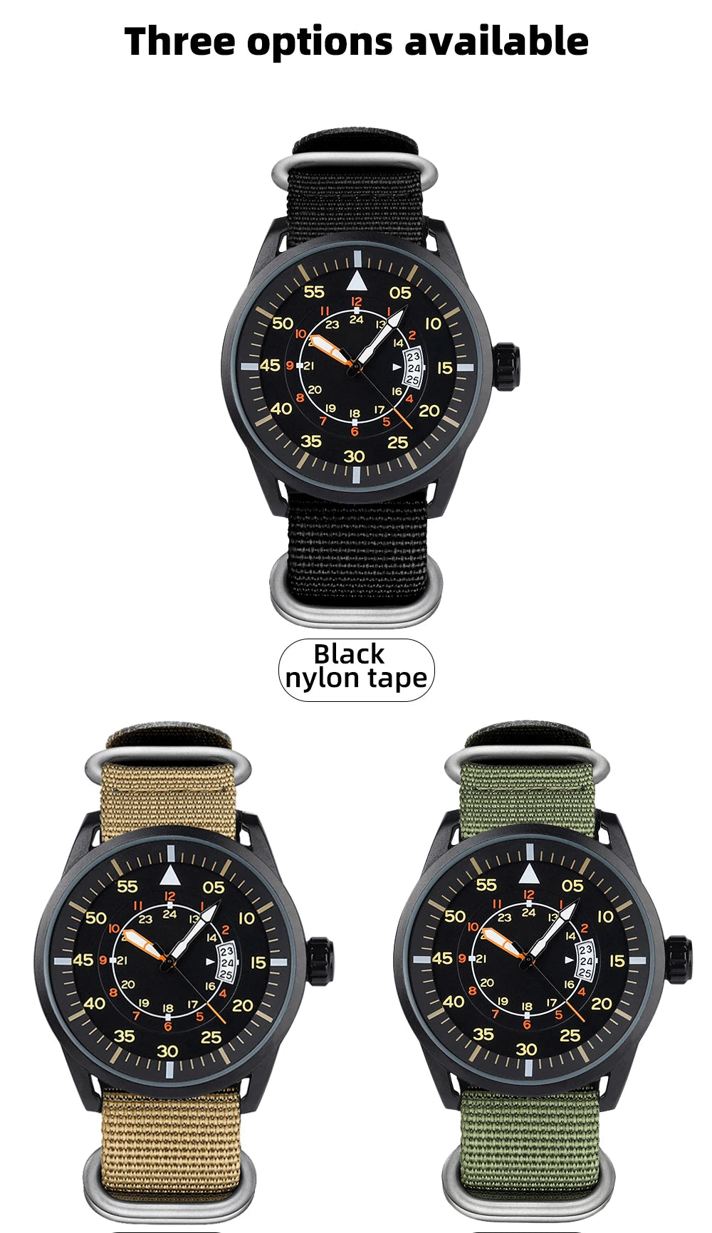 Herren-Quarzuhr mit Nylonarmband für Alltag und Freizeit