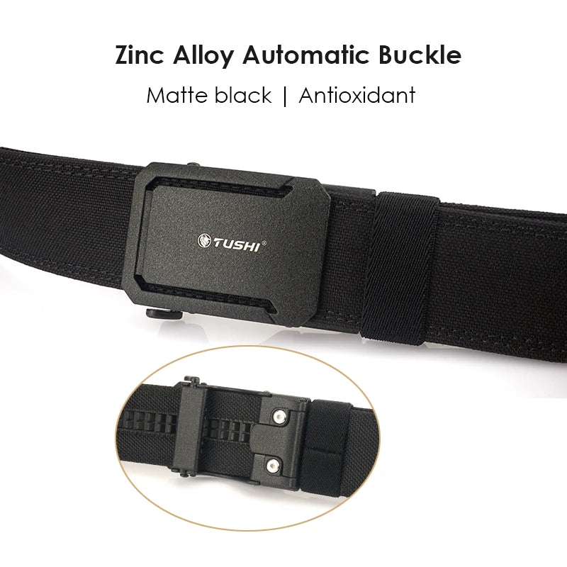 Herren-Taktischer Gürtel aus Nylon mit Automatischer Schnalle, 4,3 cm Breit, 120 cm Länge