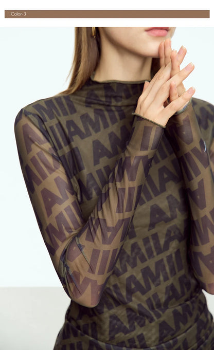 Damen T-Shirts mit AMII Logo im Casual-Stil für Frühling und Herbst