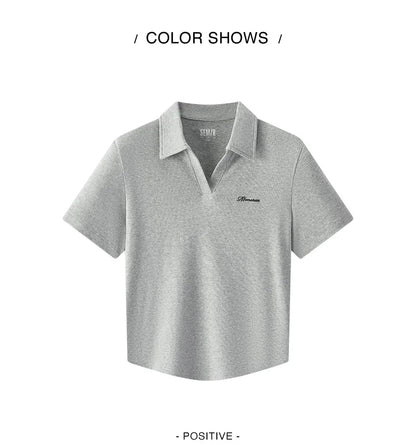 Semir Poloshirt für Damen, abgeschnitten, schmale Passform, elegant, 2025, neuer Sommer, bestickter Pullover, minimalistisch, für lässigen Stil