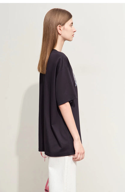 Damen T-Shirts im lässigen Stil mit O-Ausschnitt und modischem Druck