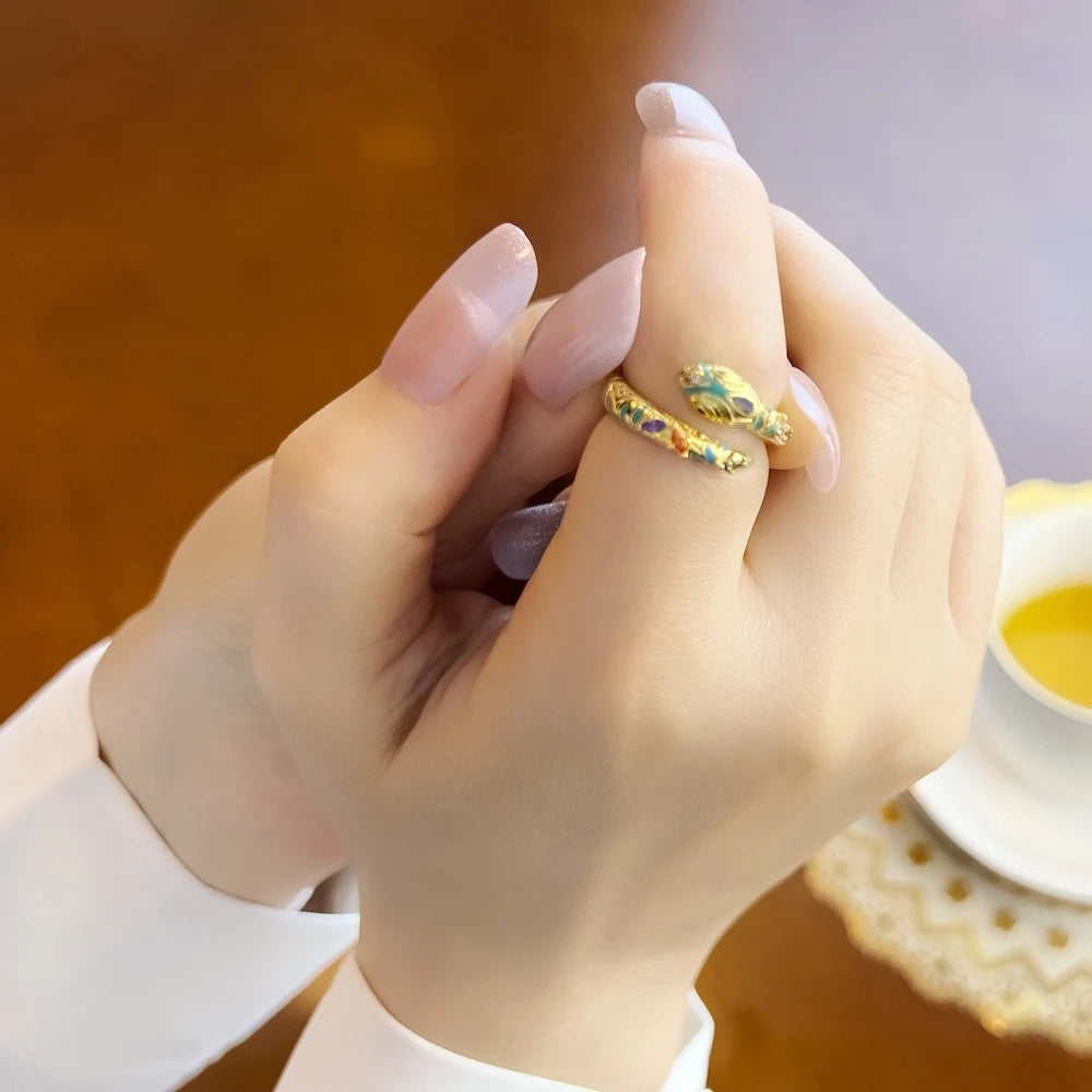 Damen-Ring Schlange magisch vergoldet klassisch aus Sterlingsilber